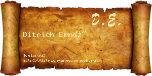 Ditrich Ernő névjegykártya